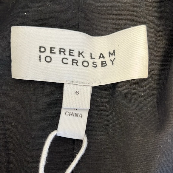 $800 NWT* Derek Lam 10 Crosby Black Harrison Belted Blazer Mid-Length Linen 6 - Picture 9 of 12